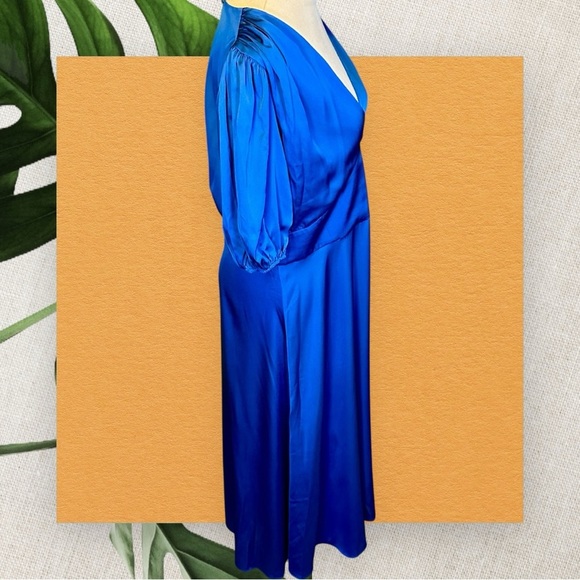 NWT Alexia Admor ‘Nola’ Puff Sleeve Fit & Flare Dress in “Lapis” Blue Size 10 - Picture 14 of 16